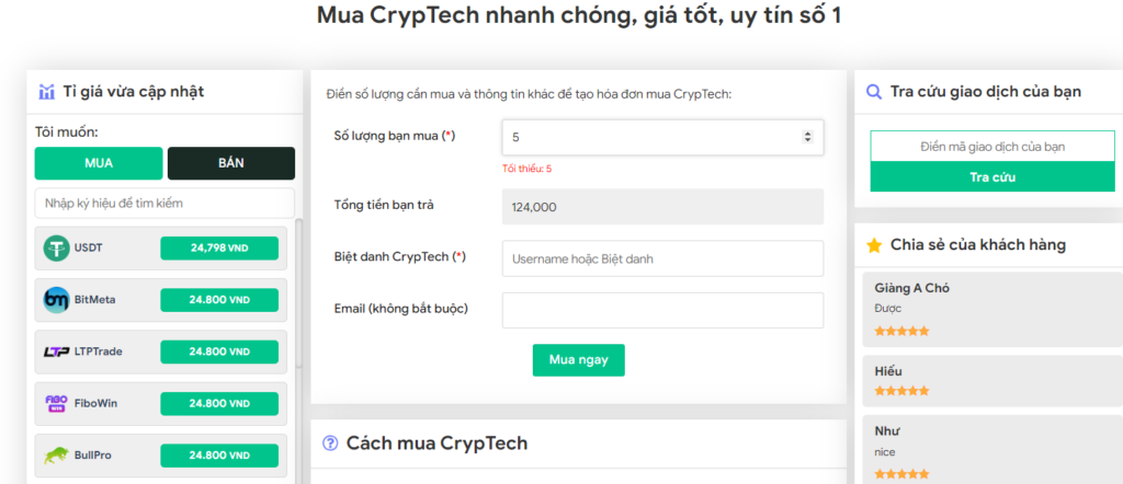 Mua Cryptech, Nạp tiền Cryptech Vip nhanh chóng, đơn giản nhất【An toàn 100%】